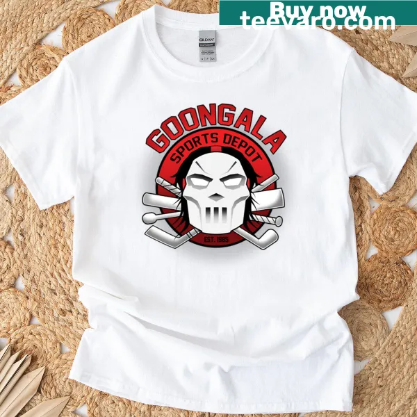 Vintage-style T-shirt featuring 'Goongala Sports Depot' logo