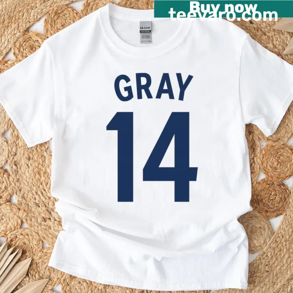 Gray t-shirt featuring number 14 inspired by Tottenham.
