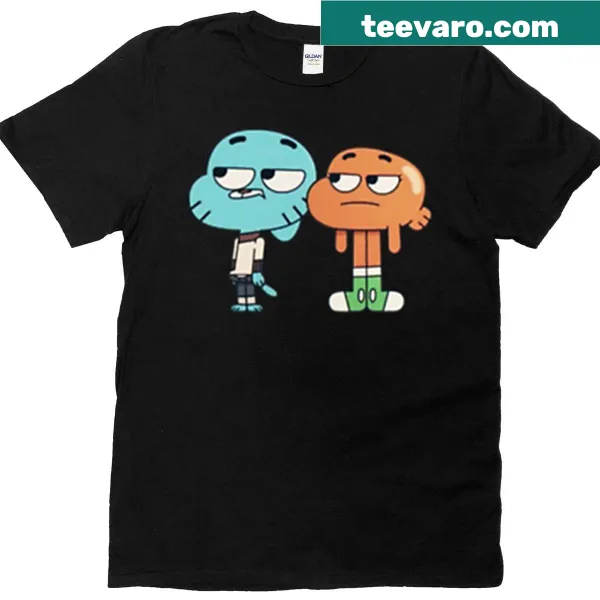 Oversized T-shirt featuring cartoon characters Gumball and Darwin
