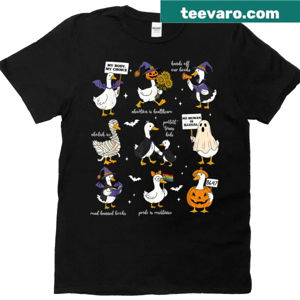 T-shirt featuring the phrase 'Halloween Goose' with a political twist