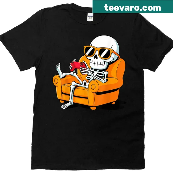 Skeleton gamer design for Halloween on a T-shirt