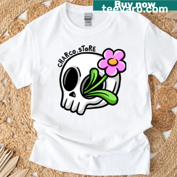 Skull T-shirt with cute flower design for Halloween