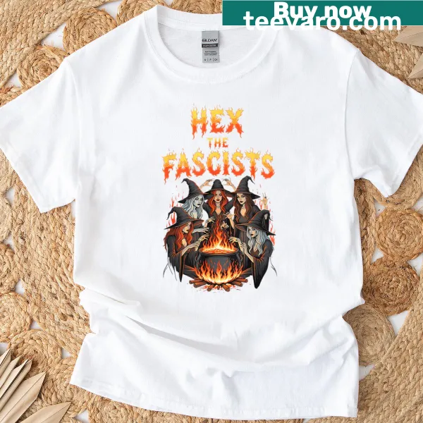 Halloween T-shirt with a spooky witch illustration and anti-Trump message