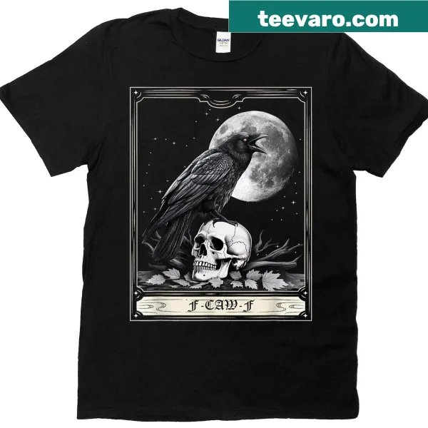 Halloween T-shirt featuring a crow tarot card illustration