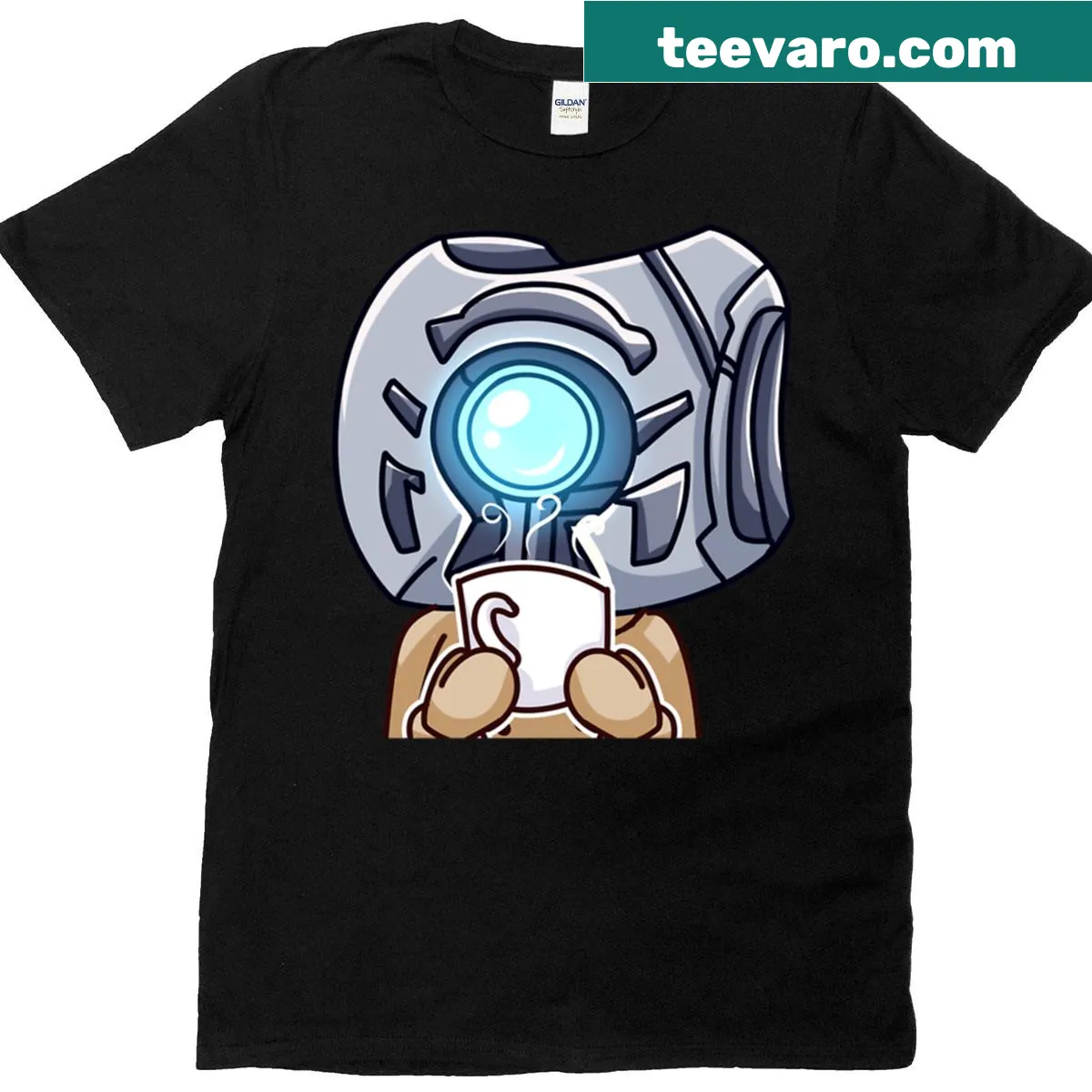 Oversized T-shirt featuring the character 343 Guilty Spark from Halo — on a men's t-shirt