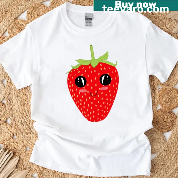 Cheerful strawberry graphic on a T-shirt
