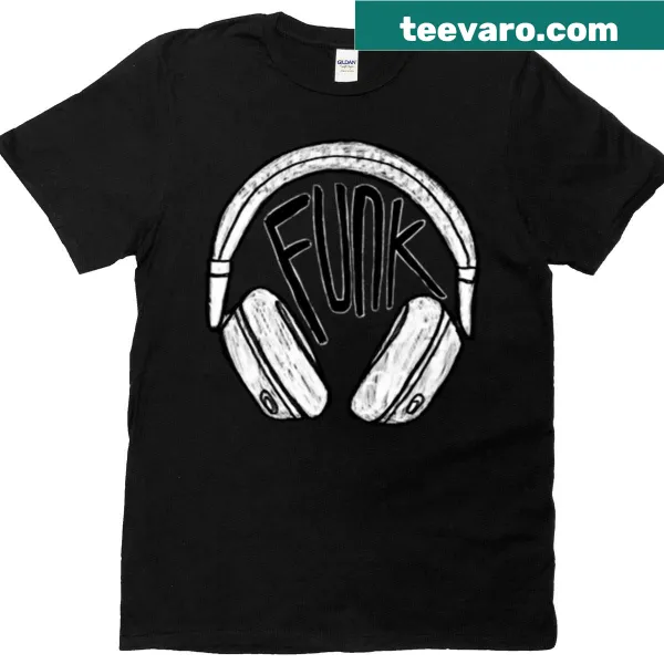 Funky headphones graphic t-shirt celebrating music