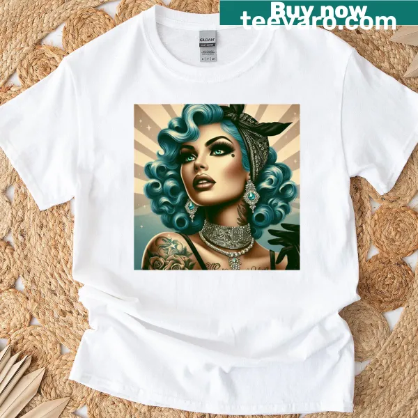 Pinup-style T-shirt featuring a vintage Hollywood figure.