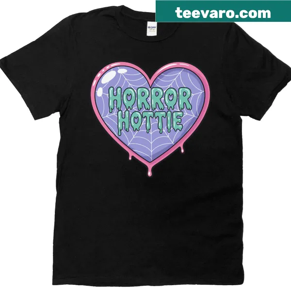 Pastel heart graphic with a spider web on a t-shirt