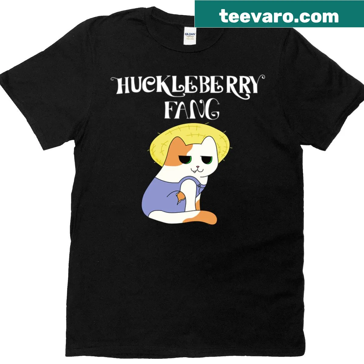 Playful T-shirt featuring the phrase 'Huckelberry Fang' with a clever twist — on a men's t-shirt