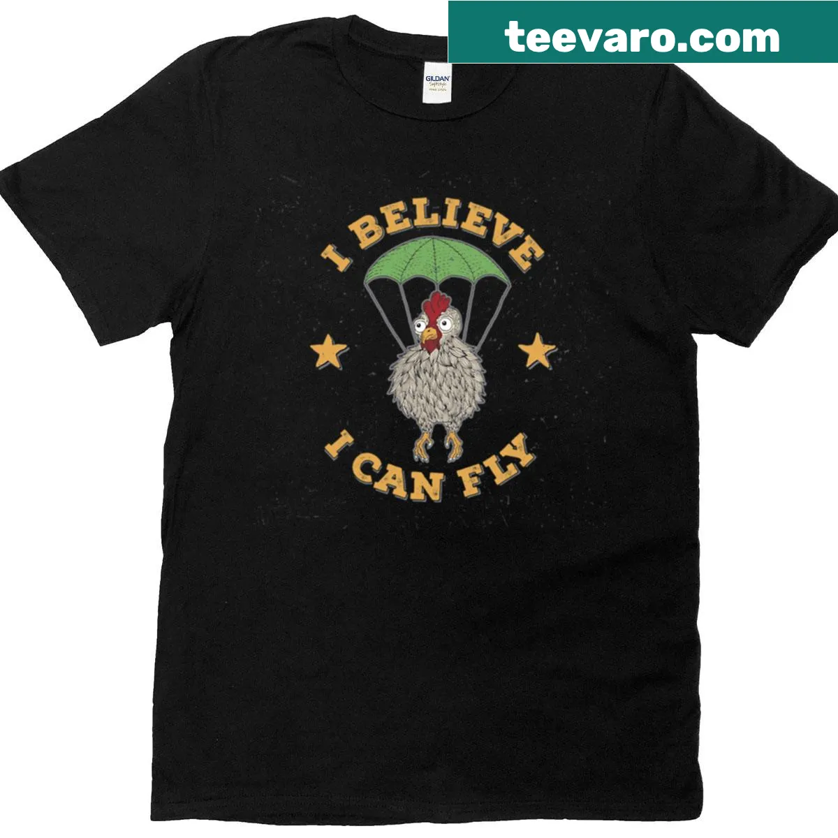 Inspirational T-shirt with the phrase 'I Believe I Can Fly' — on a men's t-shirt