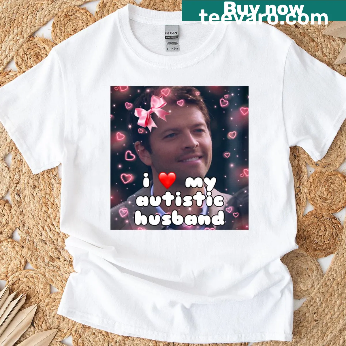 Typography shirt expressing love for an autistic husband — on a men's t-shirt