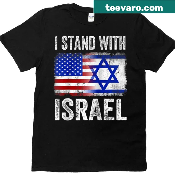 Raglan tee with USA and Israel flags illustration