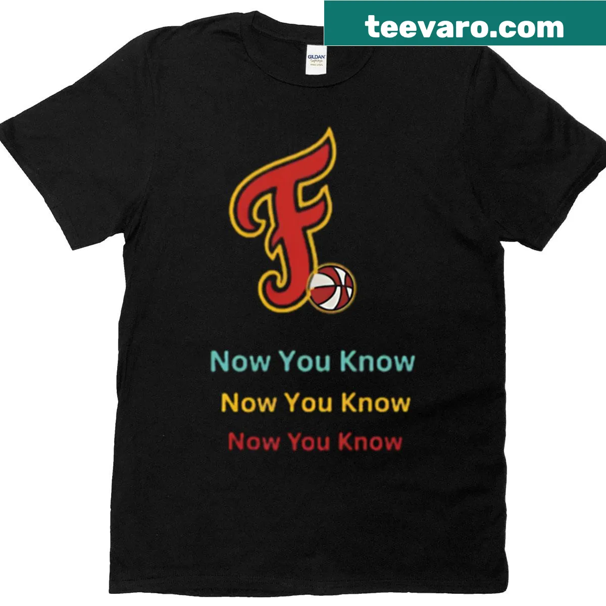 Indiana Fever T-shirt with motivational 'Now You Know' phrase — on a men's t-shirt