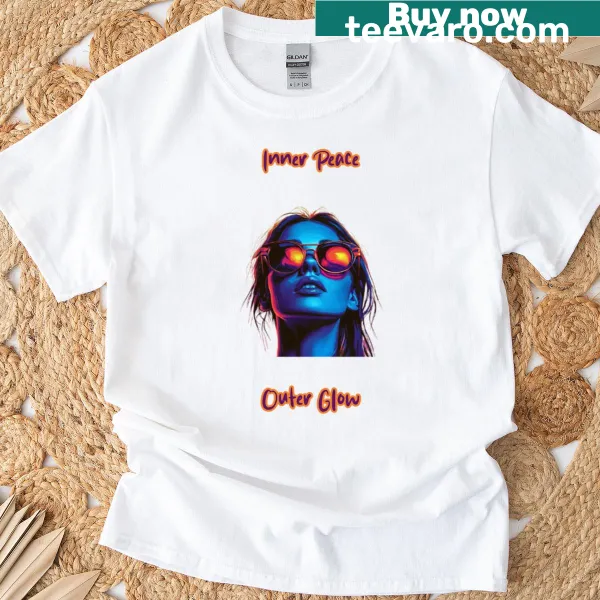 T-shirt with typography emphasizing inner peace and outer glow