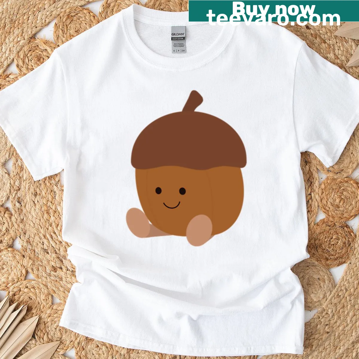 Cute cartoon jelly acorn plushie t-shirt for kids — on a men's t-shirt
