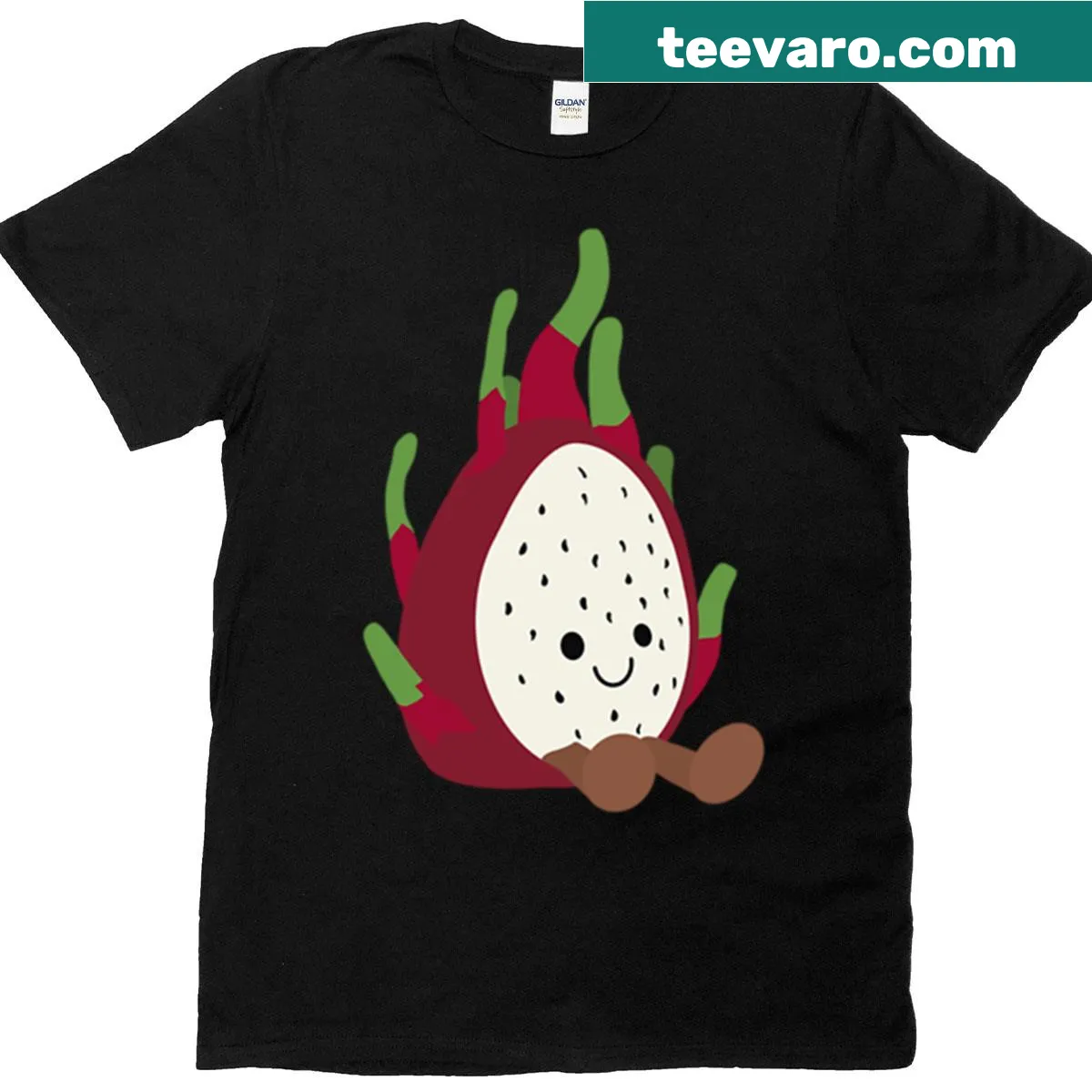 Cute cartoon dragon fruit plushie t-shirt for kids — on a men's t-shirt