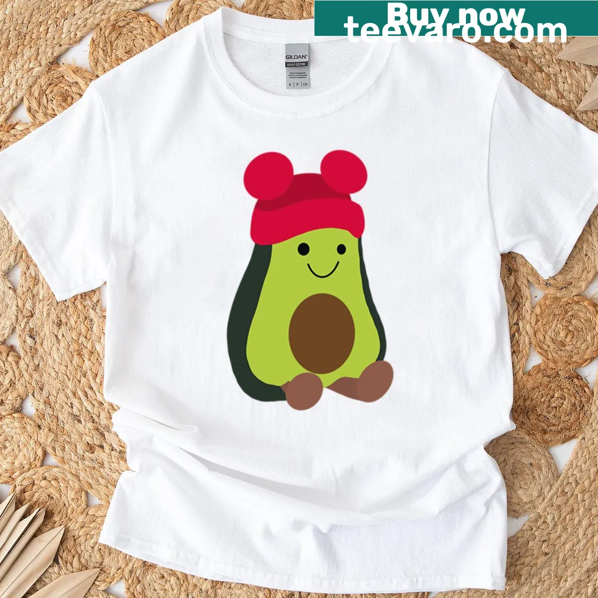 Cute t-shirt featuring a jelly avocado plushie — on a men's t-shirt