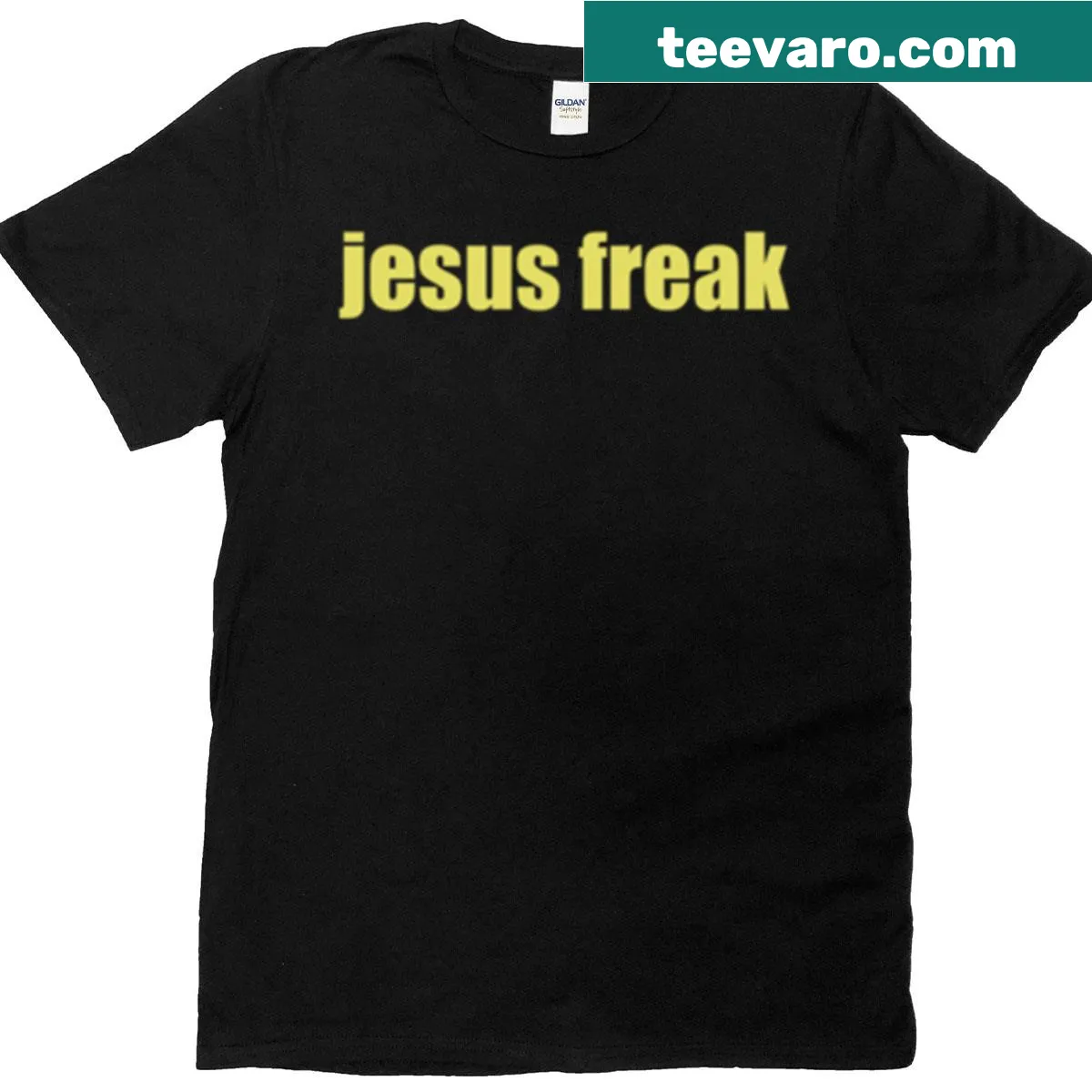 Faith-based T-shirt with the phrase 'Jesus Freak' — on a men's t-shirt