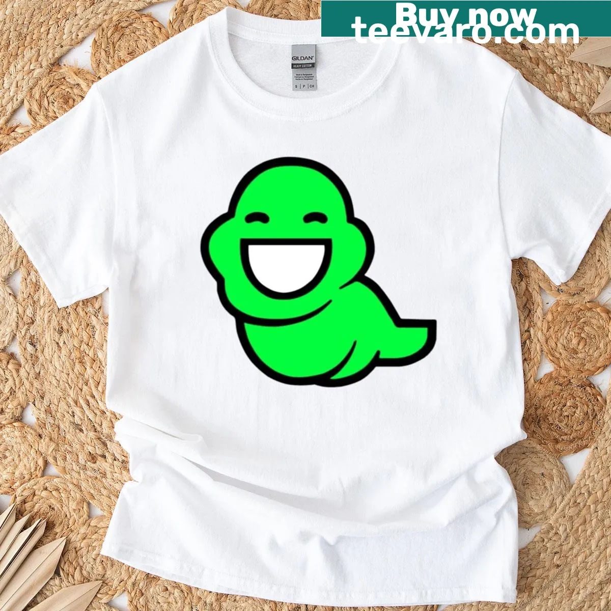 Playful T-shirt featuring Johnjune Egbert design — on a men's t-shirt