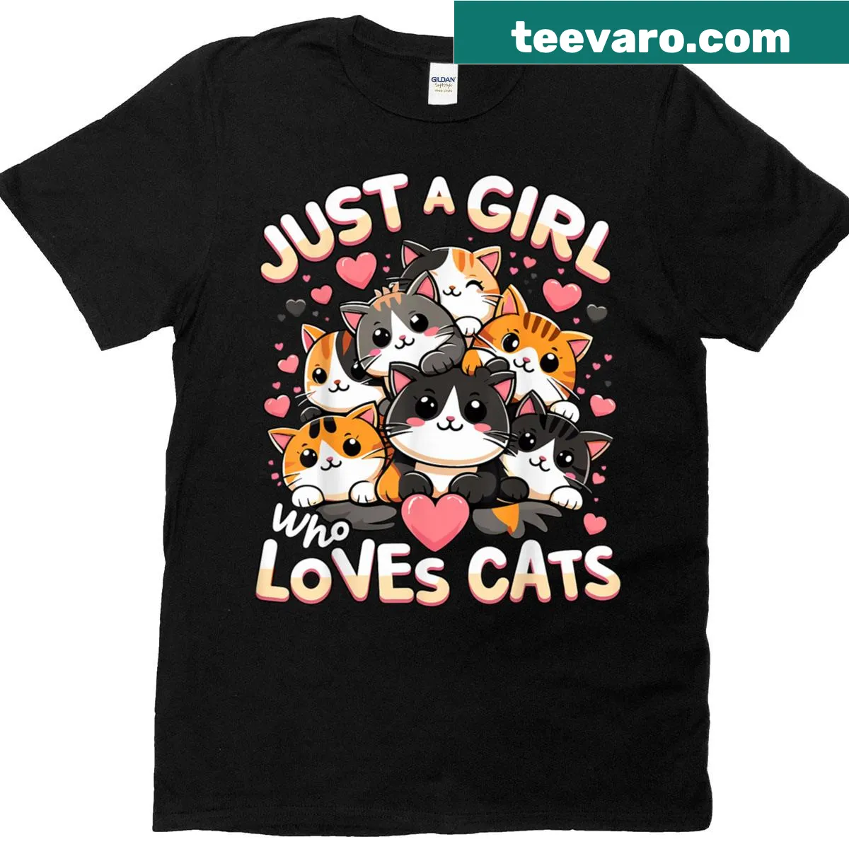 Cute kitten graphic with the phrase 'Just A Girl Who Loves Cats' — on a men's t-shirt