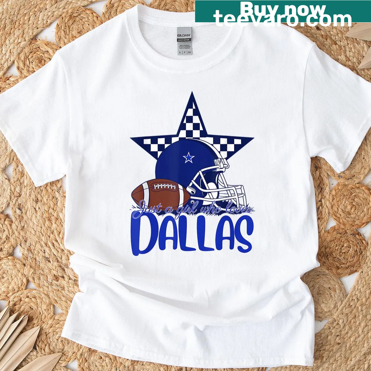 T-shirt with 'Just A Girl Who Loves Dallas' text — on a men's t-shirt