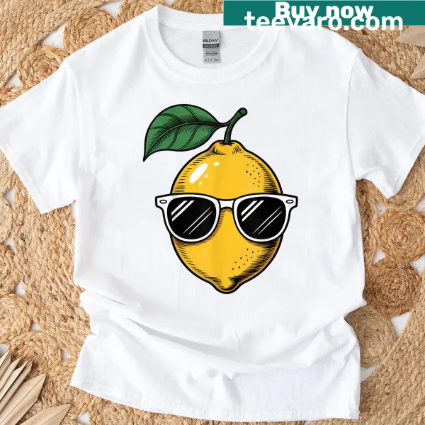 Cartoon lemon wearing sunglasses graphic
