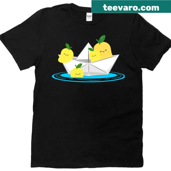 Illustration of lemons on a paper boat t-shirt