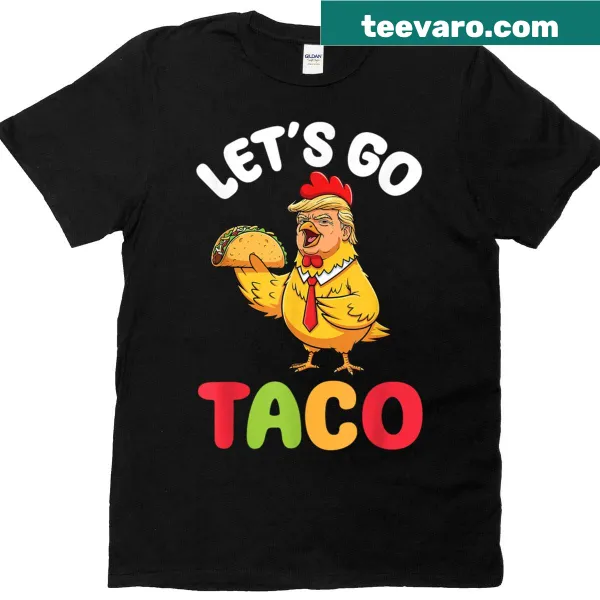 Funny chicken character holding a taco on a shirt