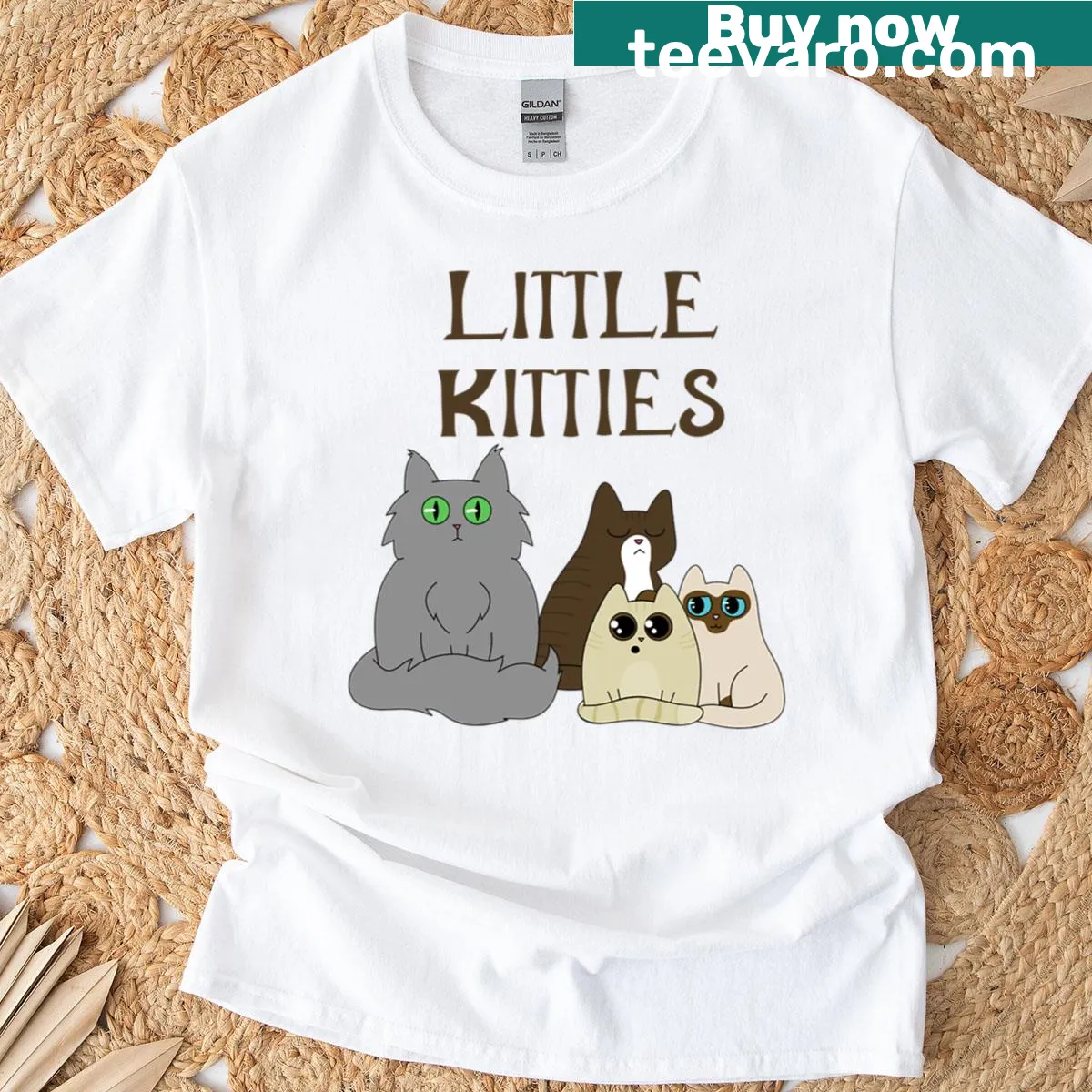 Cute design featuring playful little kitties in an adorable graphic. — on a men's t-shirt