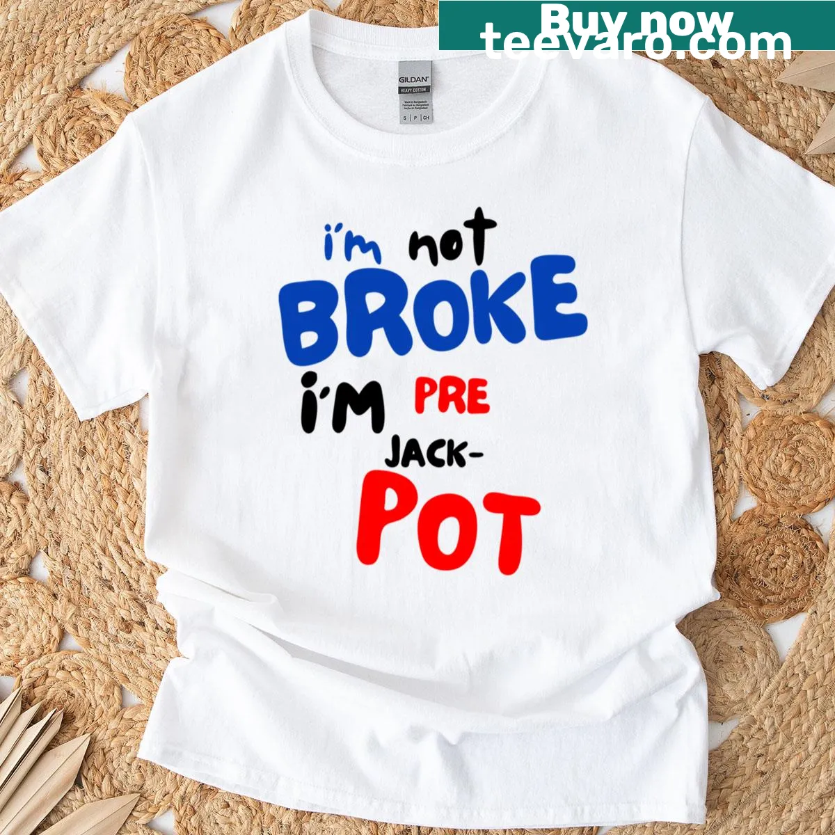 Playful T-shirt with lottery-themed text about dreaming big — on a men's t-shirt