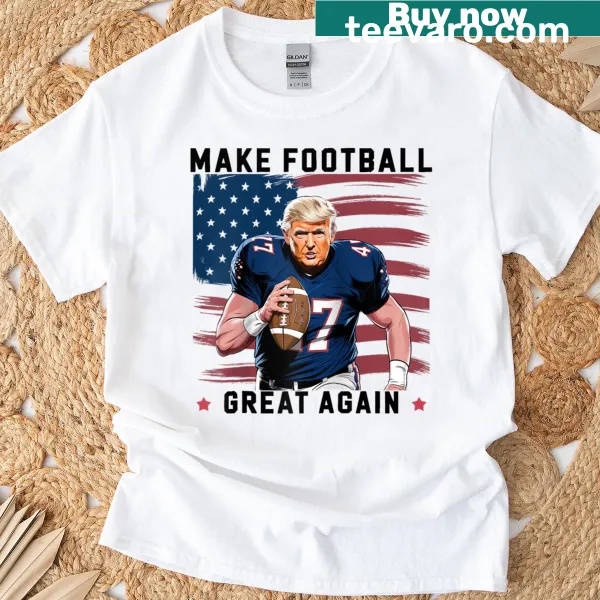 Raglan tee with USA flag and bold text promoting football
