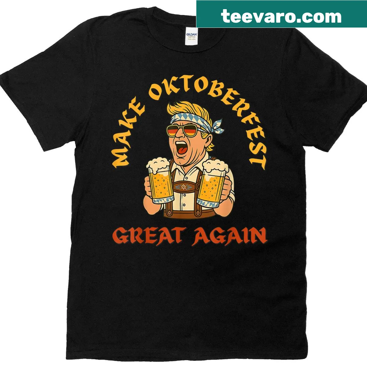 Oktoberfest-themed T-shirt with 'Make Oktoberfest Great Again' text — on a men's t-shirt