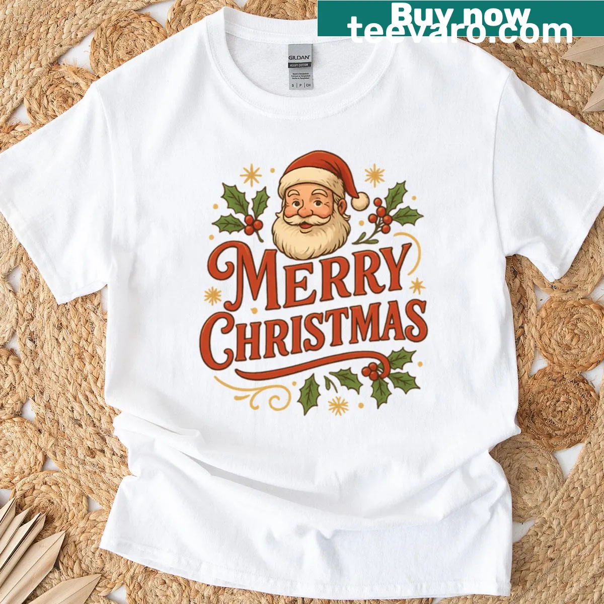 Vintage Santa Claus graphic on a Merry Christmas T-shirt — on a men's t-shirt
