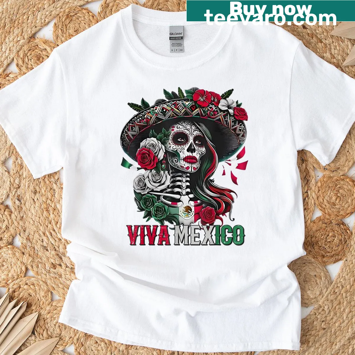 Sugar skull design shirt for Mexican Independence Day celebration — on a men's t-shirt