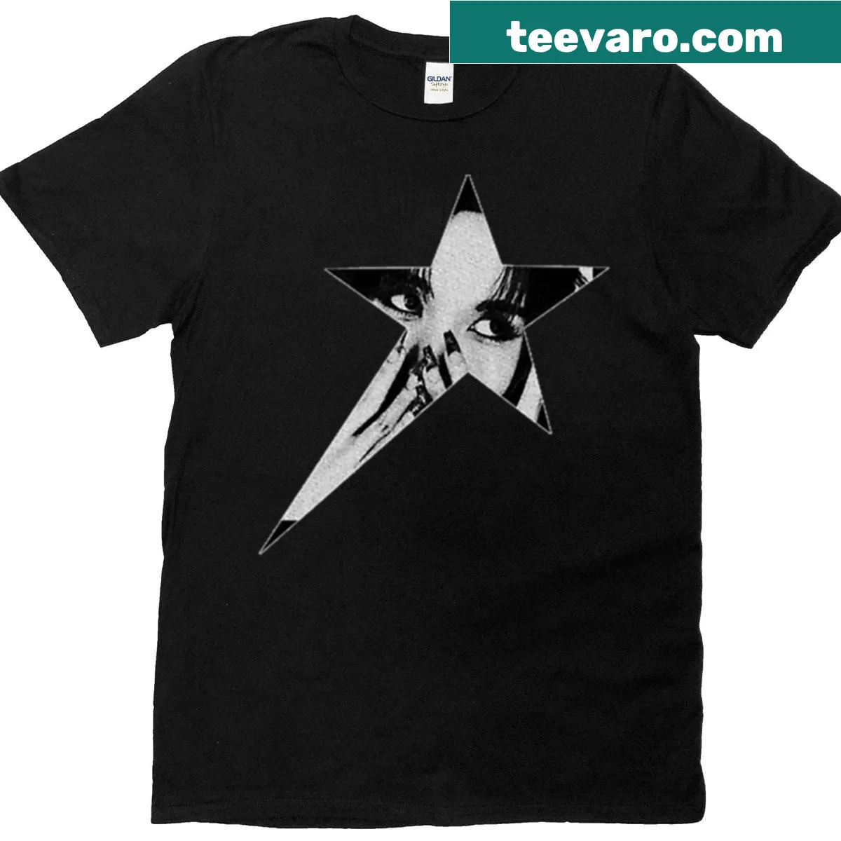 Cartoon image of Mina from TWICE on a T-shirt — on a men's t-shirt