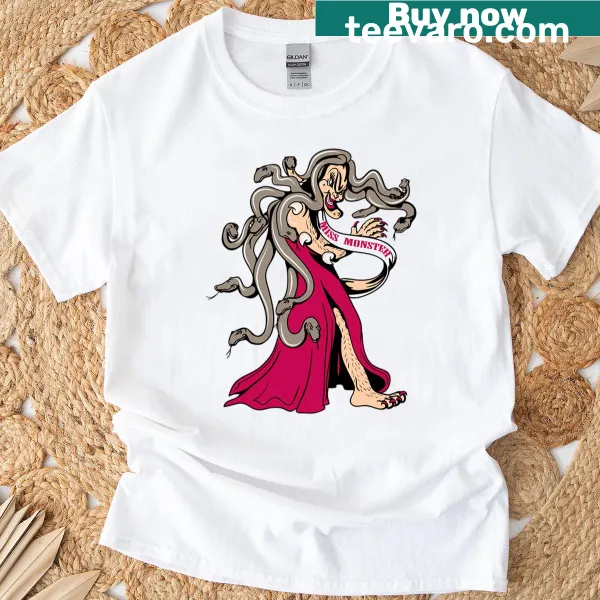 Cartoon design of a friendly monster on a t-shirt