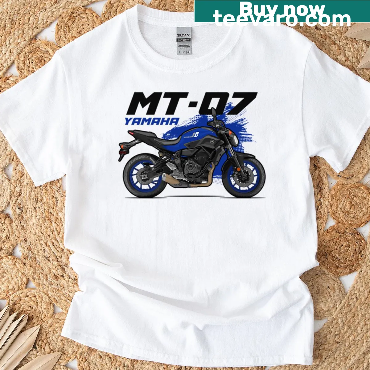 Stylish t-shirt featuring the Mt-07 motorcycle emblem — on a men's t-shirt
