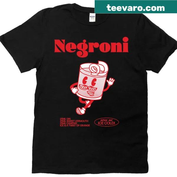 Illustration of a Negroni cocktail on a T-shirt