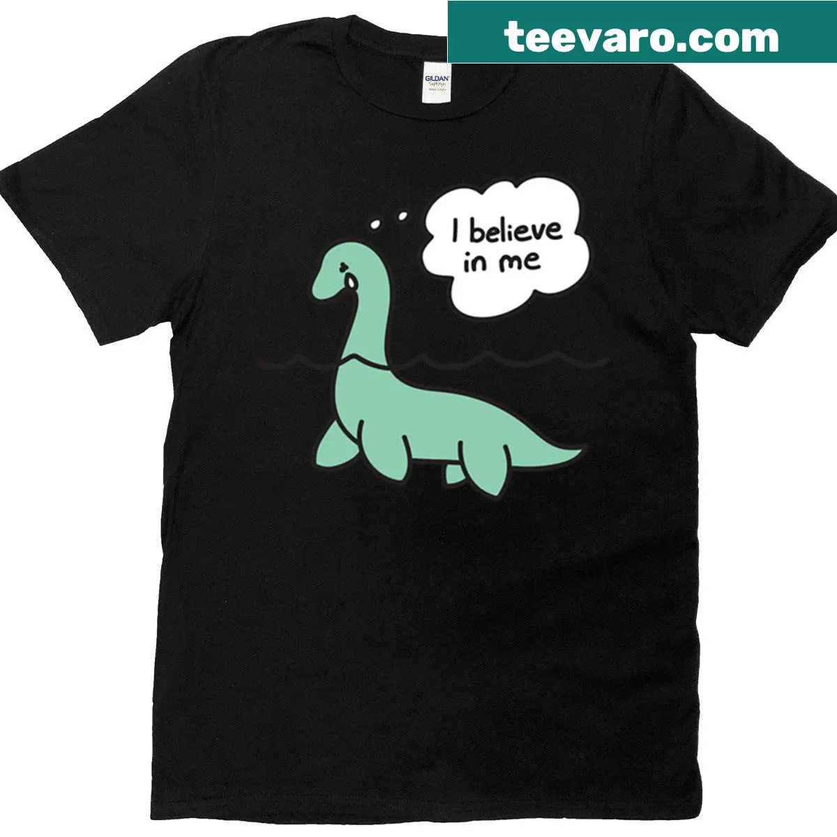 T-shirt featuring the phrase 'Nessie Believes In Nessie' with an illustration of the Loch Ness Monster. — on a men's t-shirt