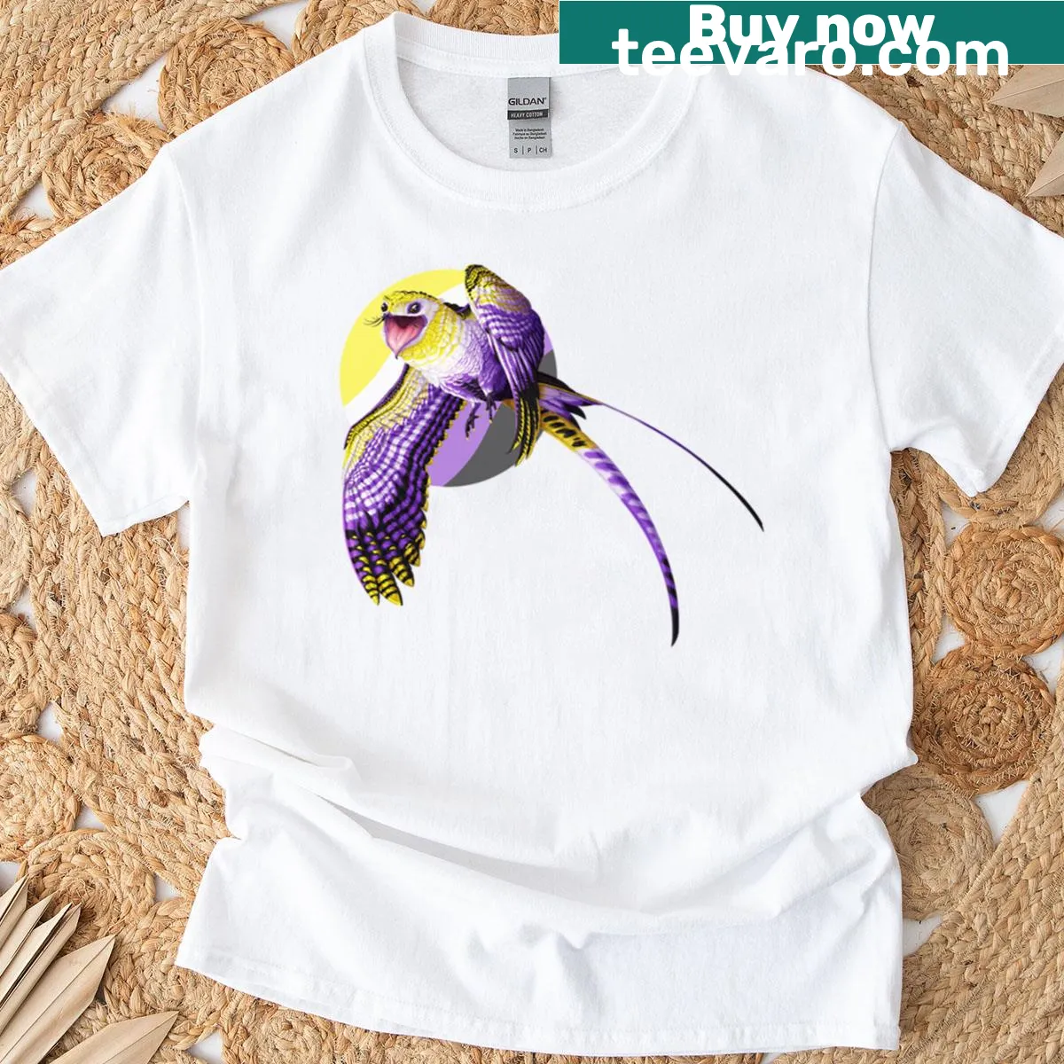Minimalist silhouette of a nightjar bird on a T-shirt — on a men's t-shirt