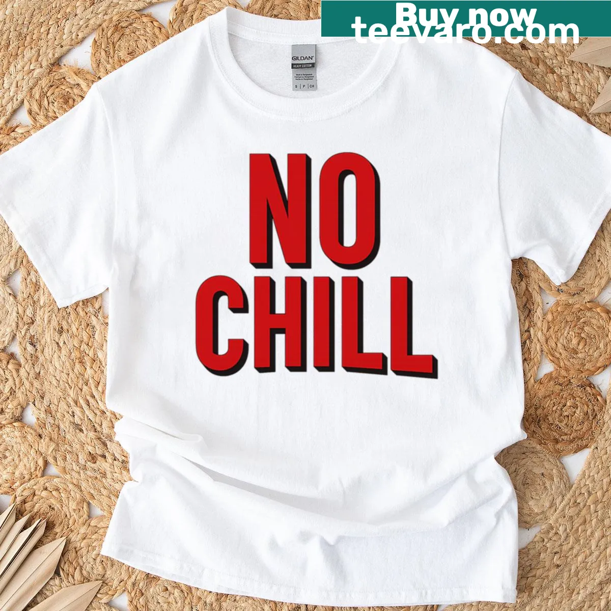 Bold 'No Chill' typography design on a casual T-shirt — on a men's t-shirt