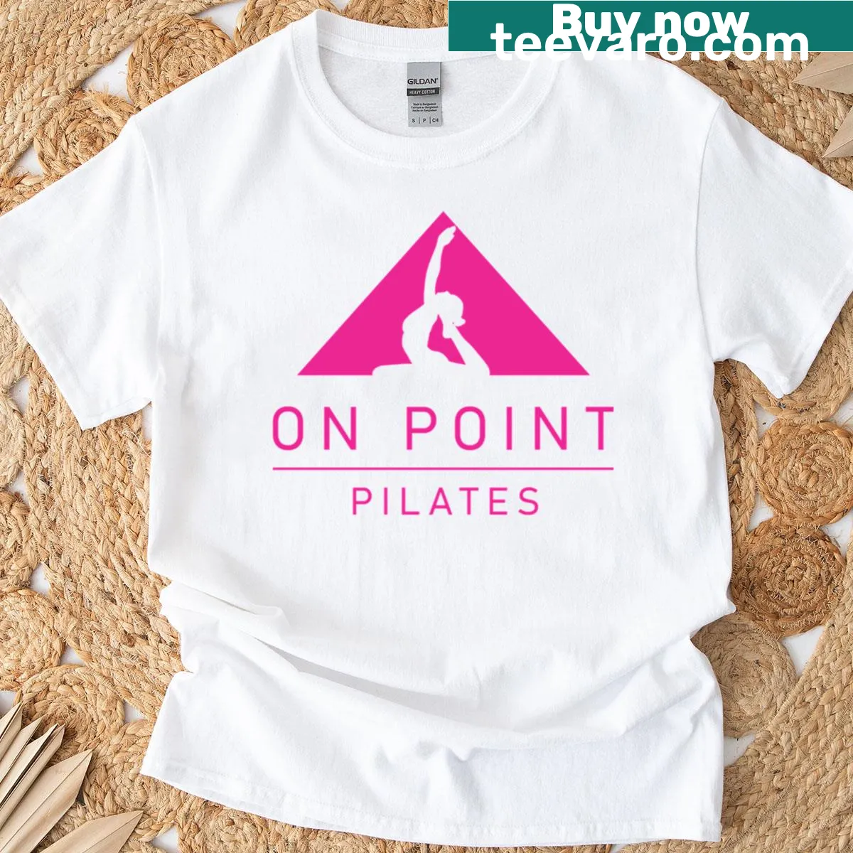 Typographic design celebrating Pilates on a fitness T-shirt — on a men's t-shirt