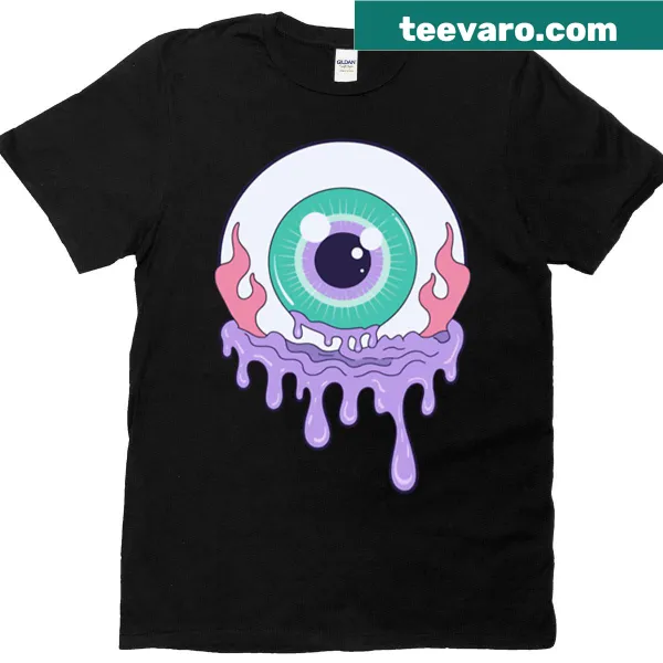 Halloween shirt featuring a pastel bloody eyeball graphic