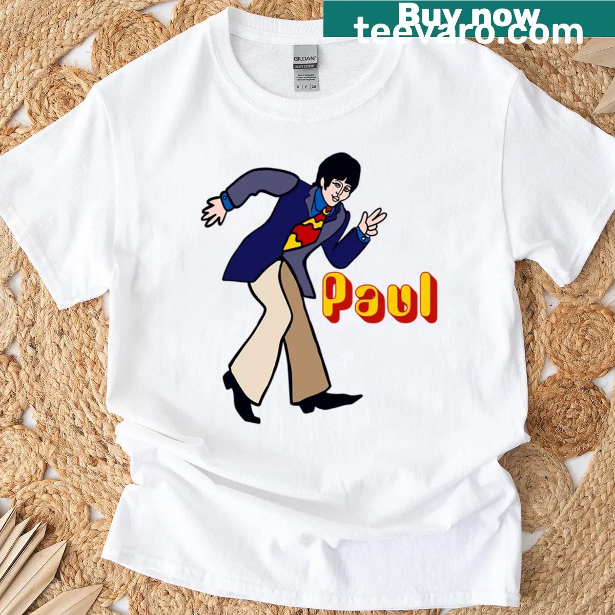 Yellow Submarine characters illustrated on a T-shirt — on a men's t-shirt