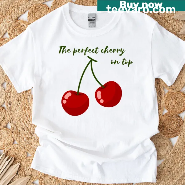 Whimsical T-shirt featuring a cherry on top of a sundae