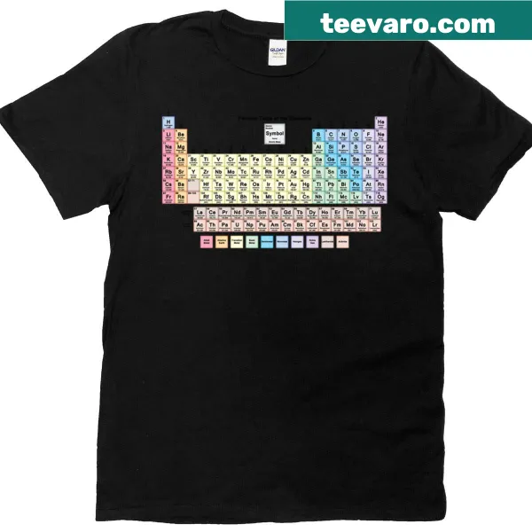 Periodic Table T-shirt displaying all 118 elements clearly