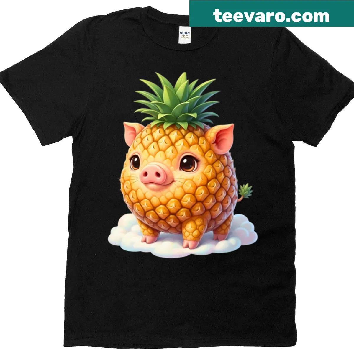 Cute pineapple pig illustration on a fantasy animal t-shirt — on a men's t-shirt