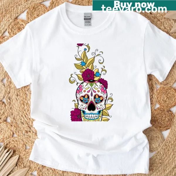 Unique t-shirt featuring a pineapple skull illustration