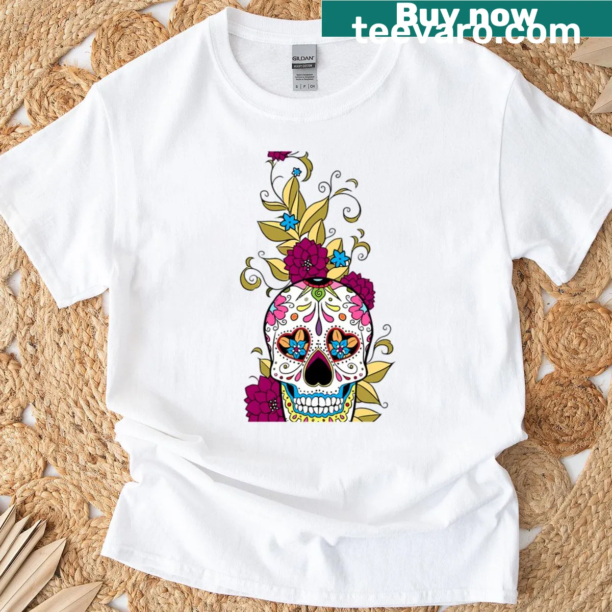 Unique t-shirt featuring a pineapple skull illustration — on a men's t-shirt